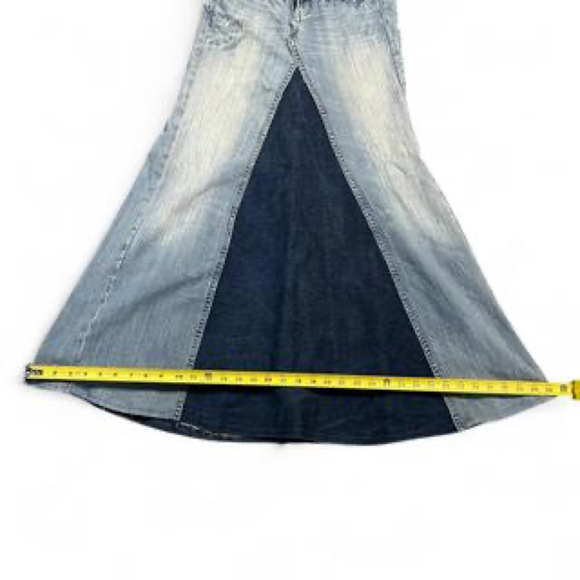Reworked Miss Me Y2K Studded Denim Maxi Skirt Navy/Blue Size 26 - Picture 5 of 8